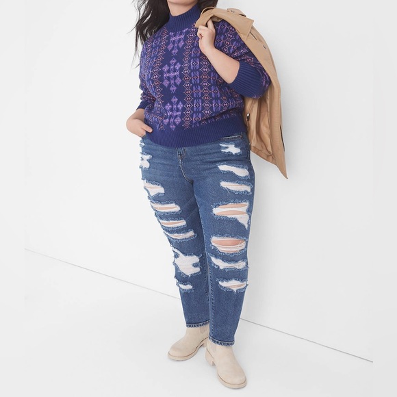 Lane Bryant Classic Long-Sleeve Mock-Neck Jacquard Pullover size 18/20 - Picture 3 of 3